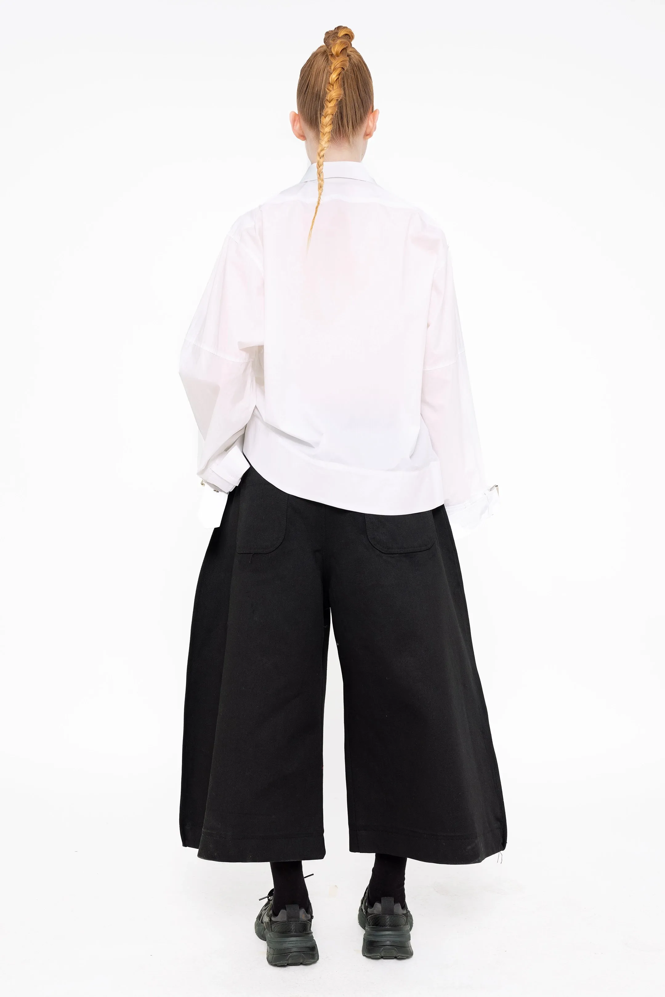 BLACK FLAT WIDE LEG PANTS
