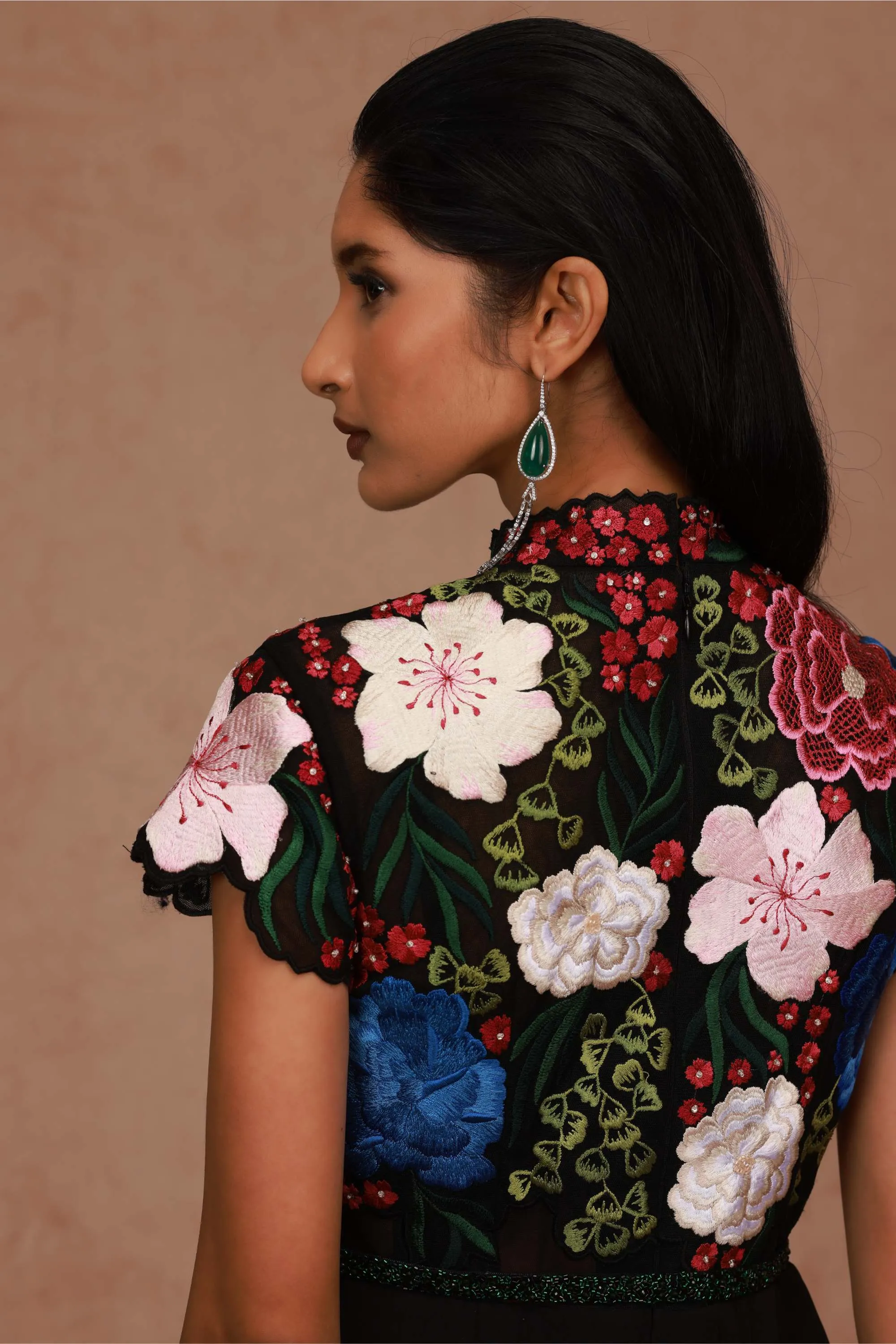 Black Floral Jumpsuit with Belt