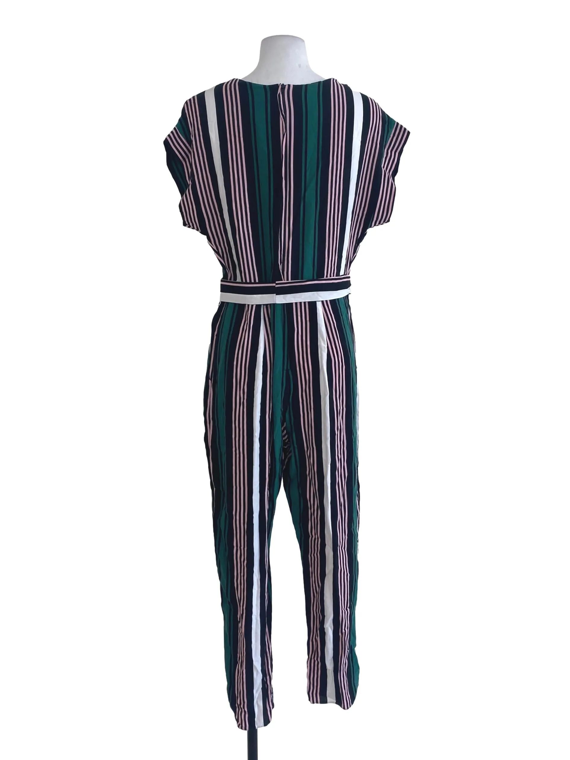 Black Green Pink White Striped Jumpsuits
