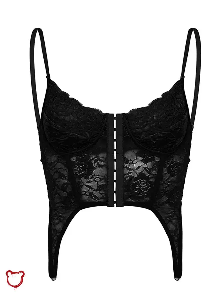 Black Lace Corset Crop Top
