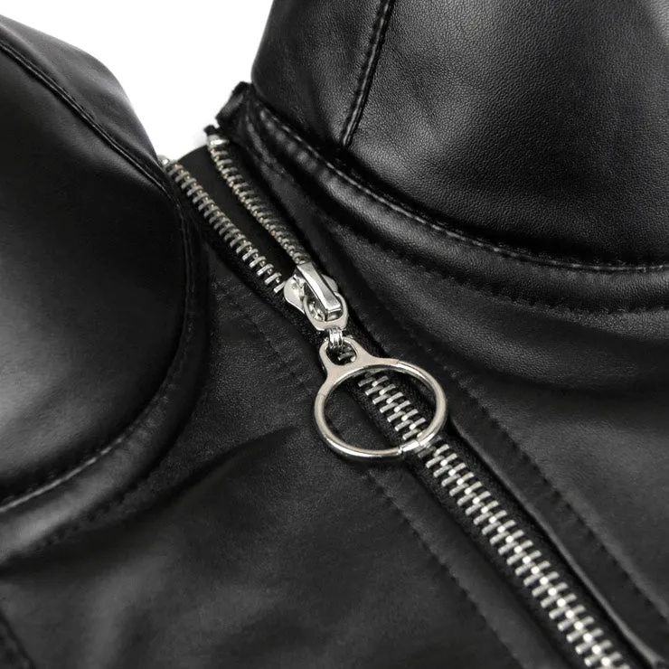 Black Pleather Bustier Crop Top