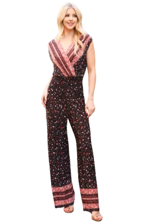 Black Plus Size Multi Ditsy Floral Jumpsuit - Pack of 6