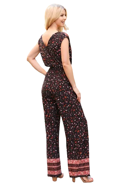 Black Plus Size Multi Ditsy Floral Jumpsuit - Pack of 6