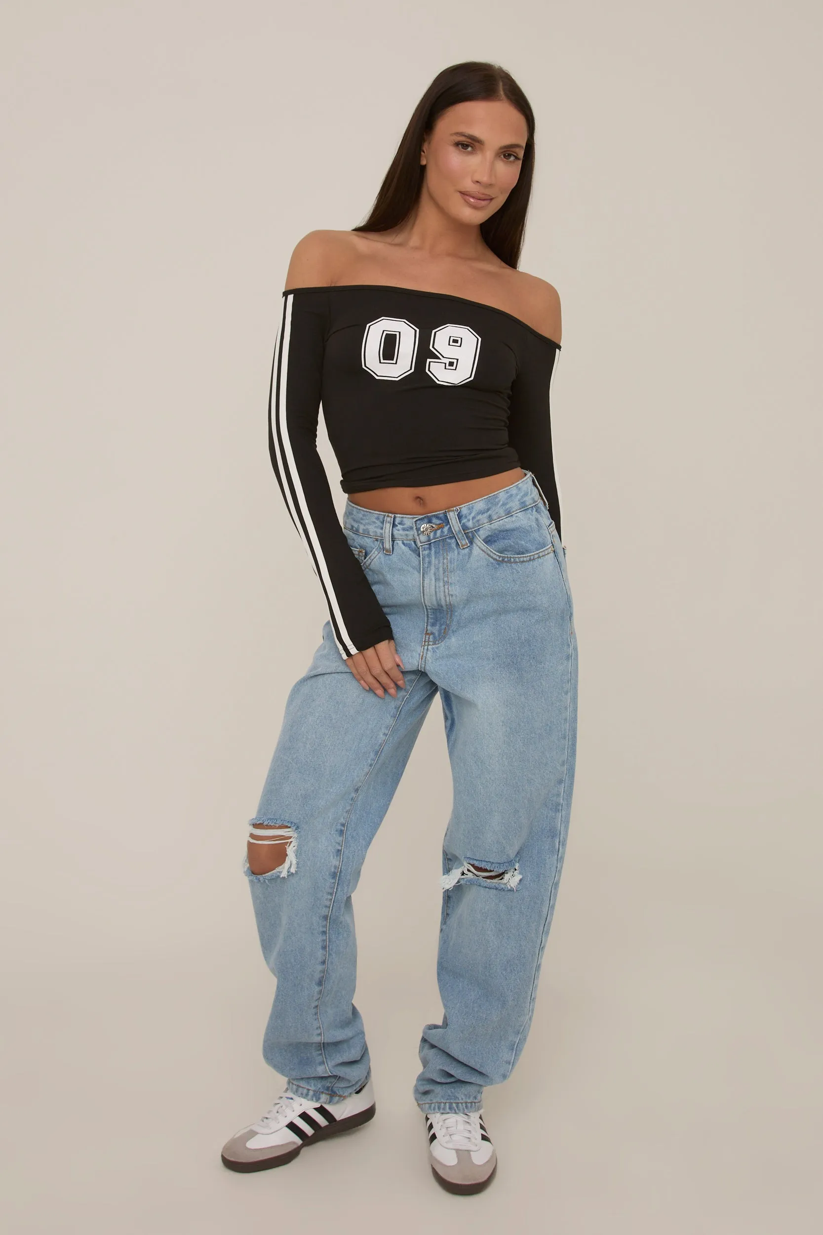 Black Varisty Number Crop Top - January