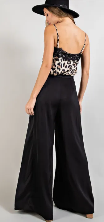 Black Wide Leg Pleated Pants