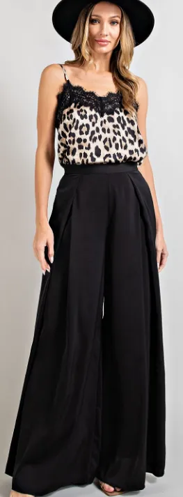 Black Wide Leg Pleated Pants