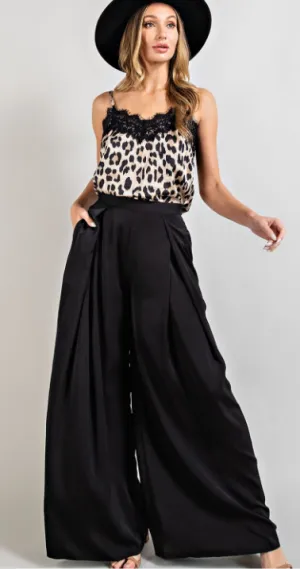 Black Wide Leg Pleated Pants