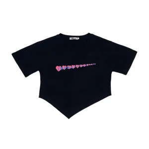 BLACK/WHITE LOVE PRINTED IRREGULAR CROP TOP UB2699