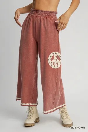 Blair Peace Lace Applique Pant - Red Brown