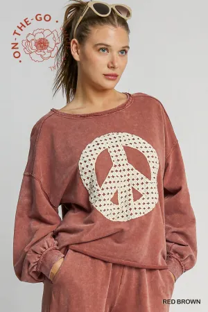 Blair Peace Lace Applique Top - Red Brown