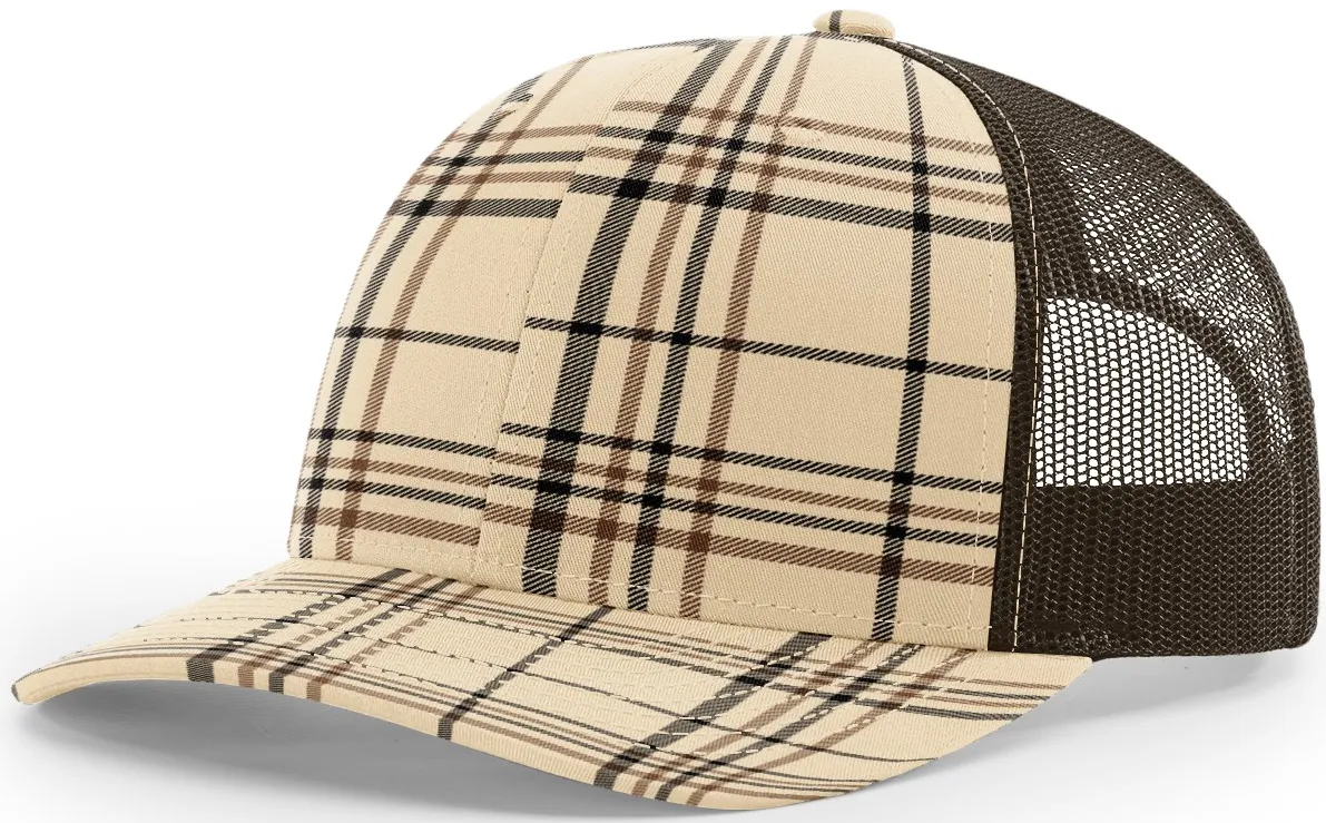 Blank Plaid Printed Trucker Khaki Black Brown