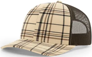 Blank Plaid Printed Trucker Khaki Black Brown