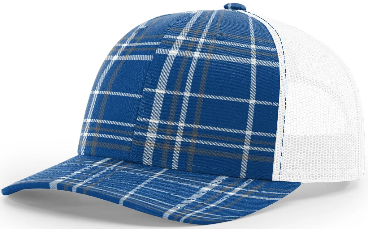 Blank Plaid Printed Trucker Royal Charcoal White