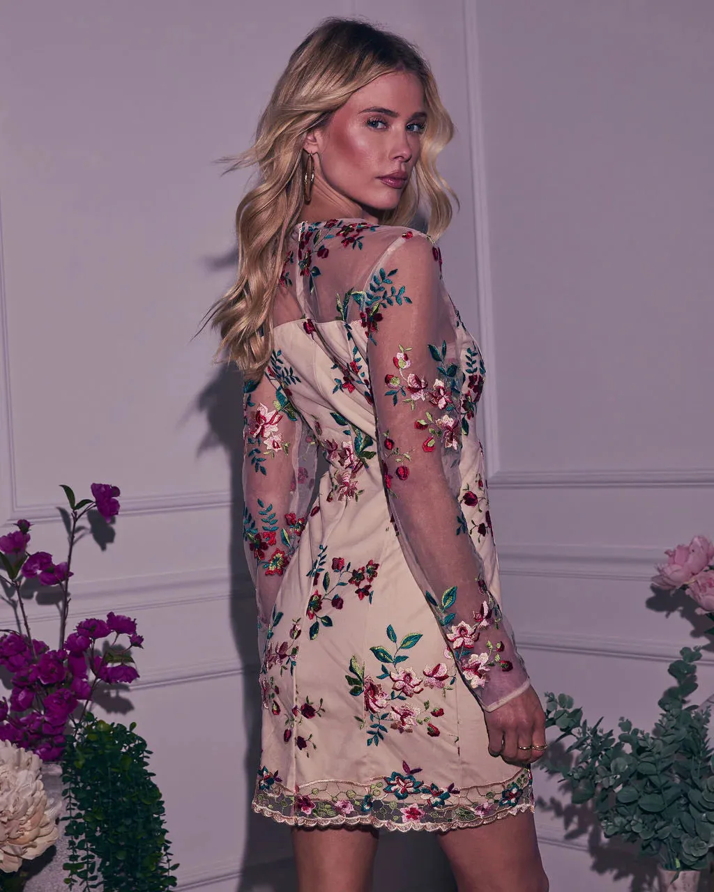 Blooming Moments Embroidered Floral Mini Dress