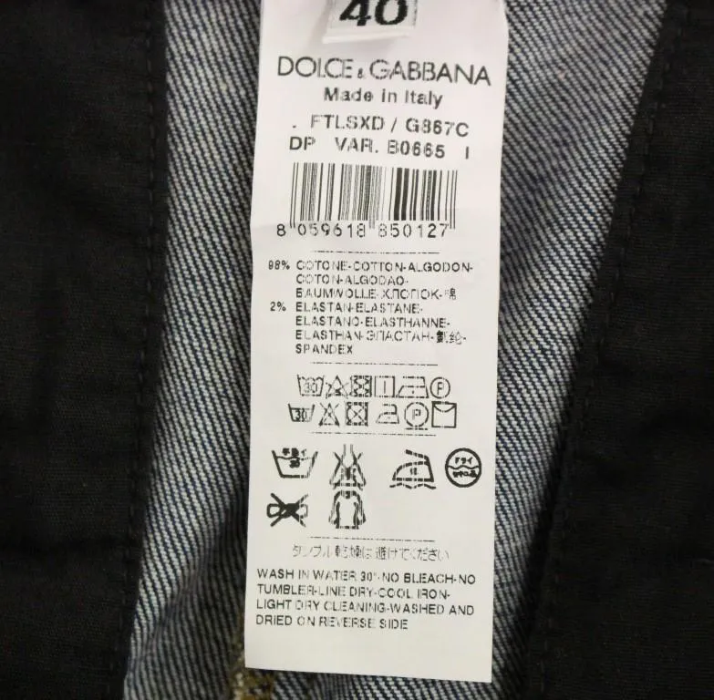 Blue Cotton Solid Pattern Logo Jeans Pants