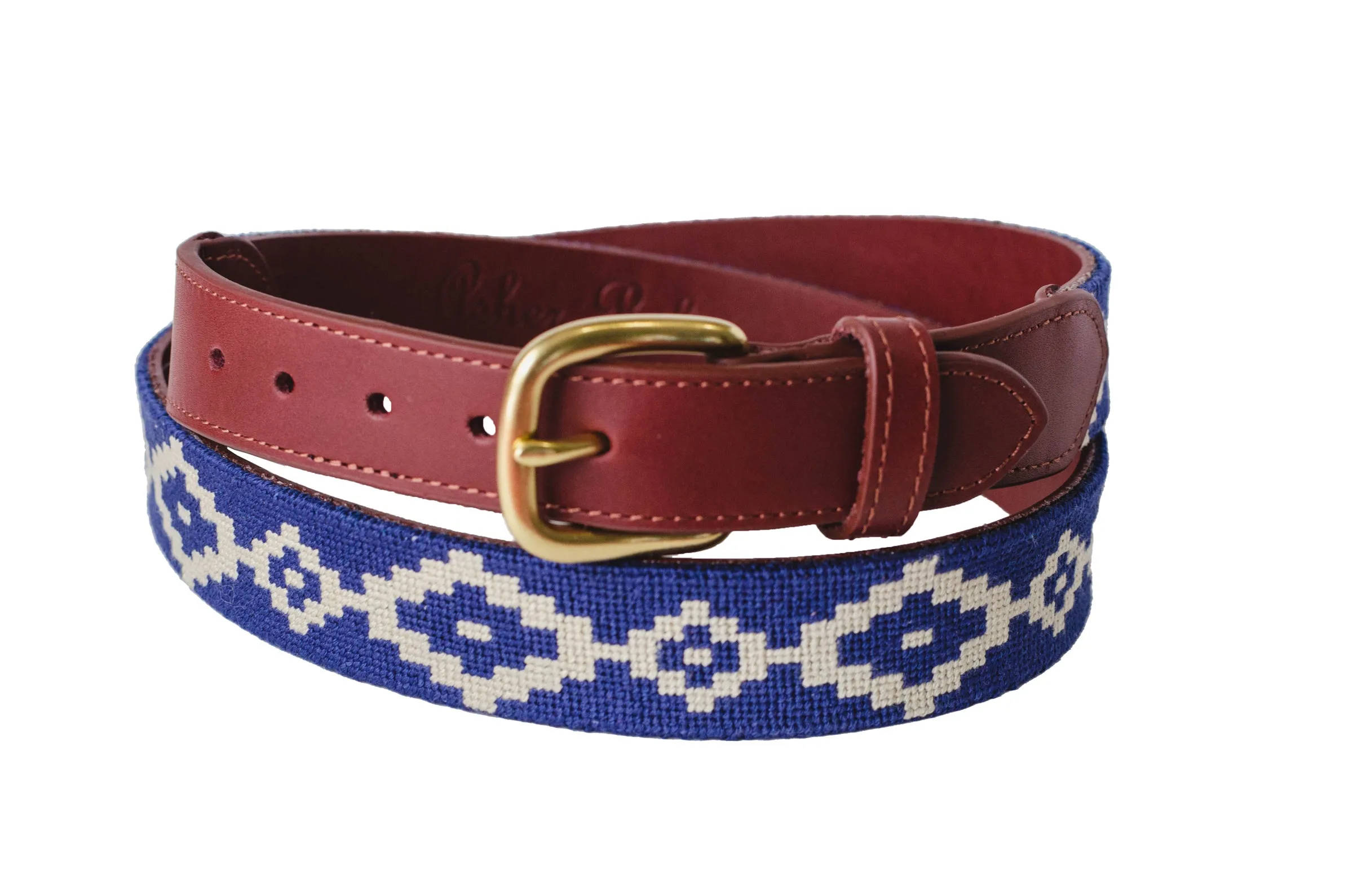 Blue Gaucho Needlepoint Belt