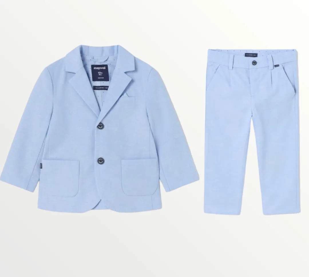 Blue Linen Jacket & Pants Set