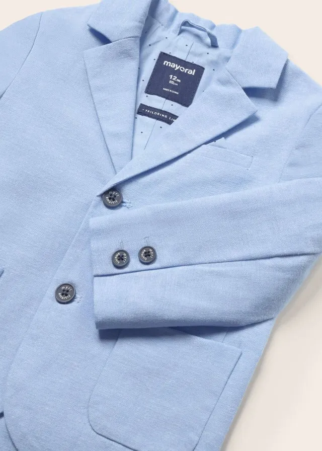 Blue Linen Jacket & Pants Set