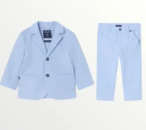 Blue Linen Jacket & Pants Set