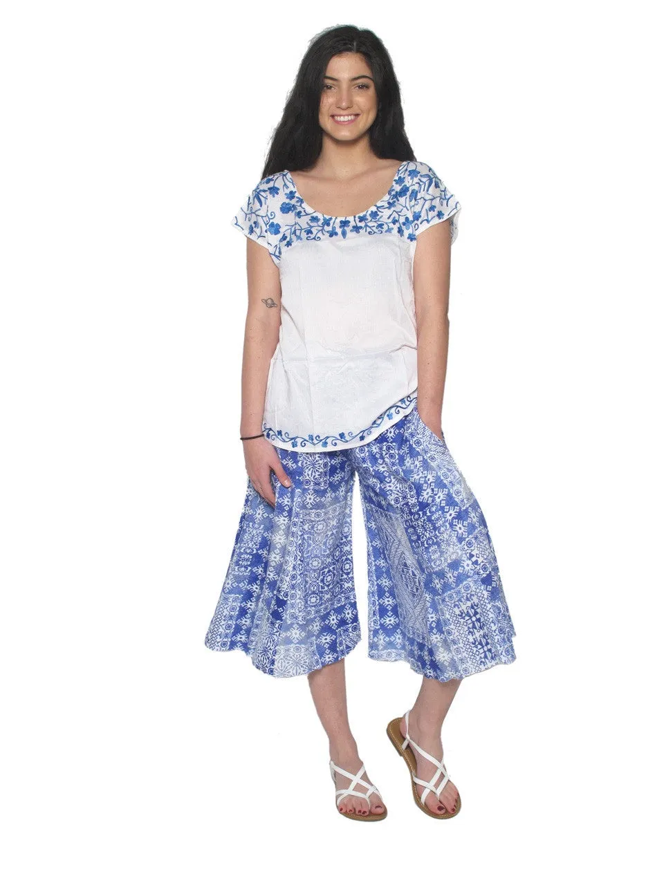Blue Sky - Printed Knit Gouchos