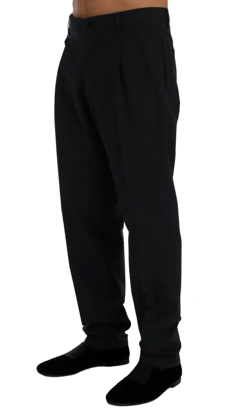 Blue Striped Cotton Dress Formal Pants