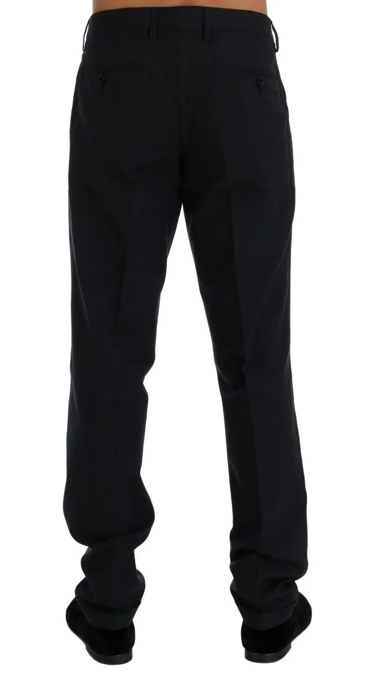 Blue Striped Cotton Dress Formal Pants