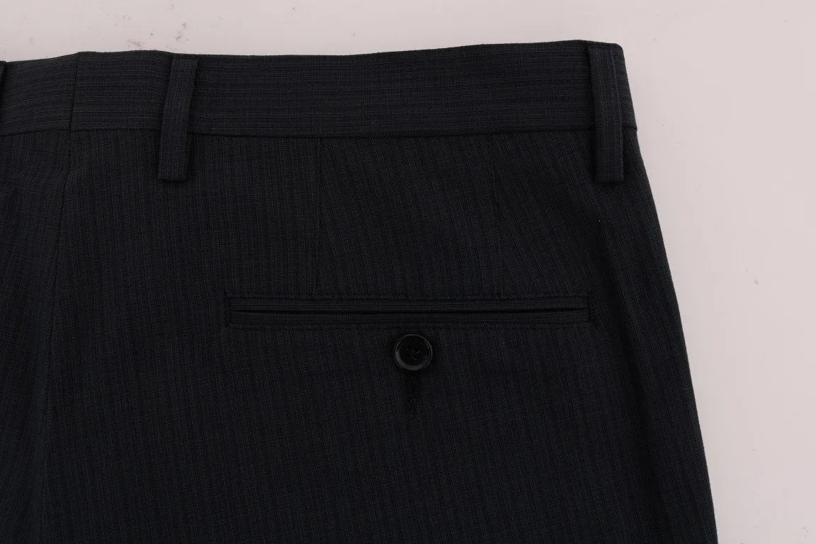 Blue Striped Cotton Dress Formal Pants