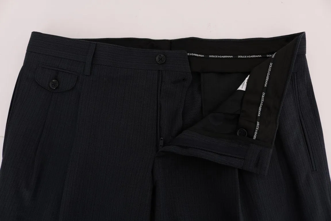 Blue Striped Cotton Dress Formal Pants