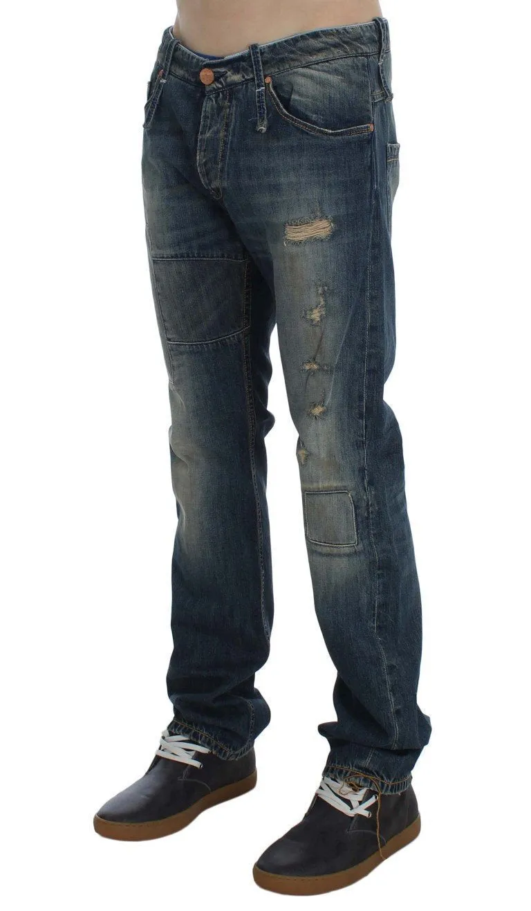Blue Wash Cotton Denim Regular Fit Jeans