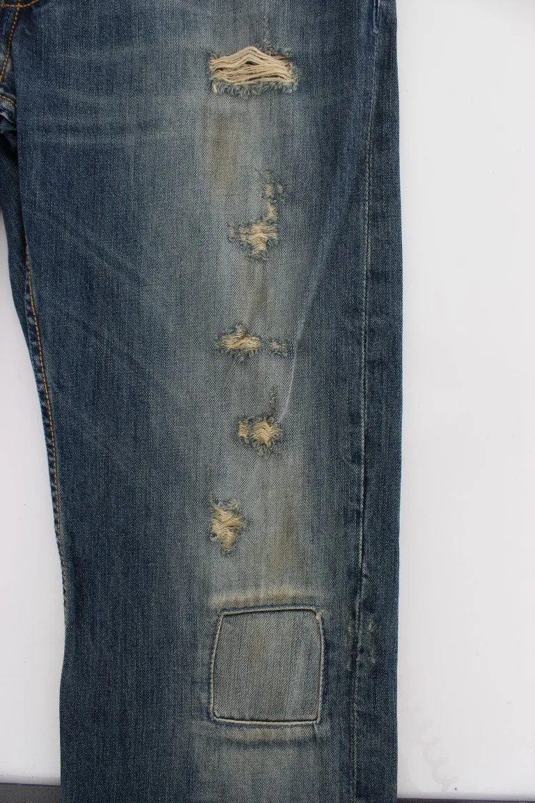 Blue Wash Cotton Denim Regular Fit Jeans