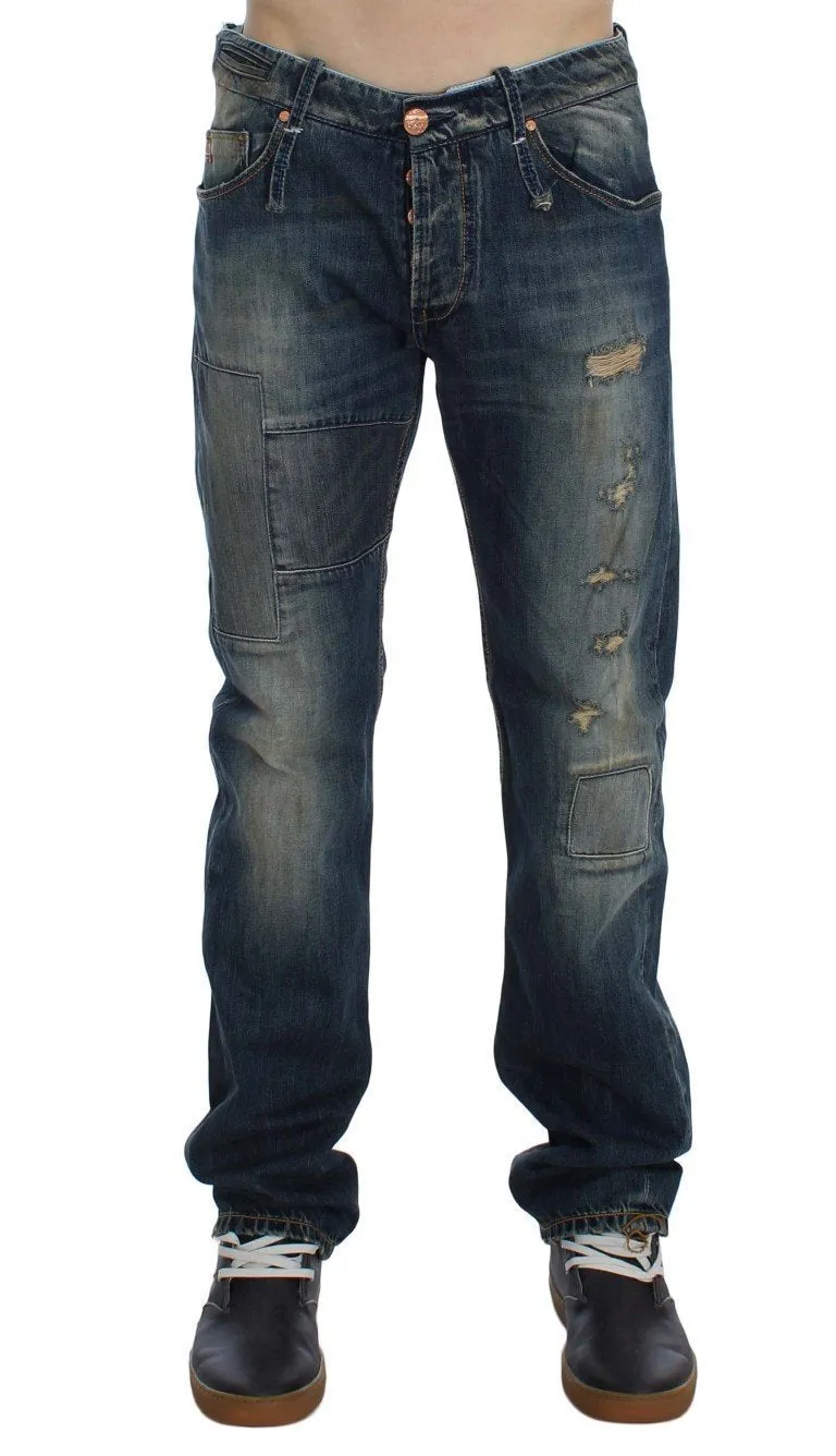 Blue Wash Cotton Denim Regular Fit Jeans