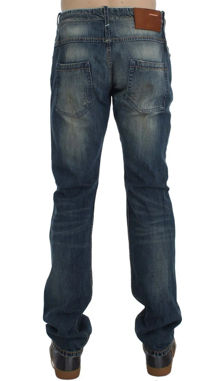 Blue Wash Cotton Denim Regular Fit Jeans