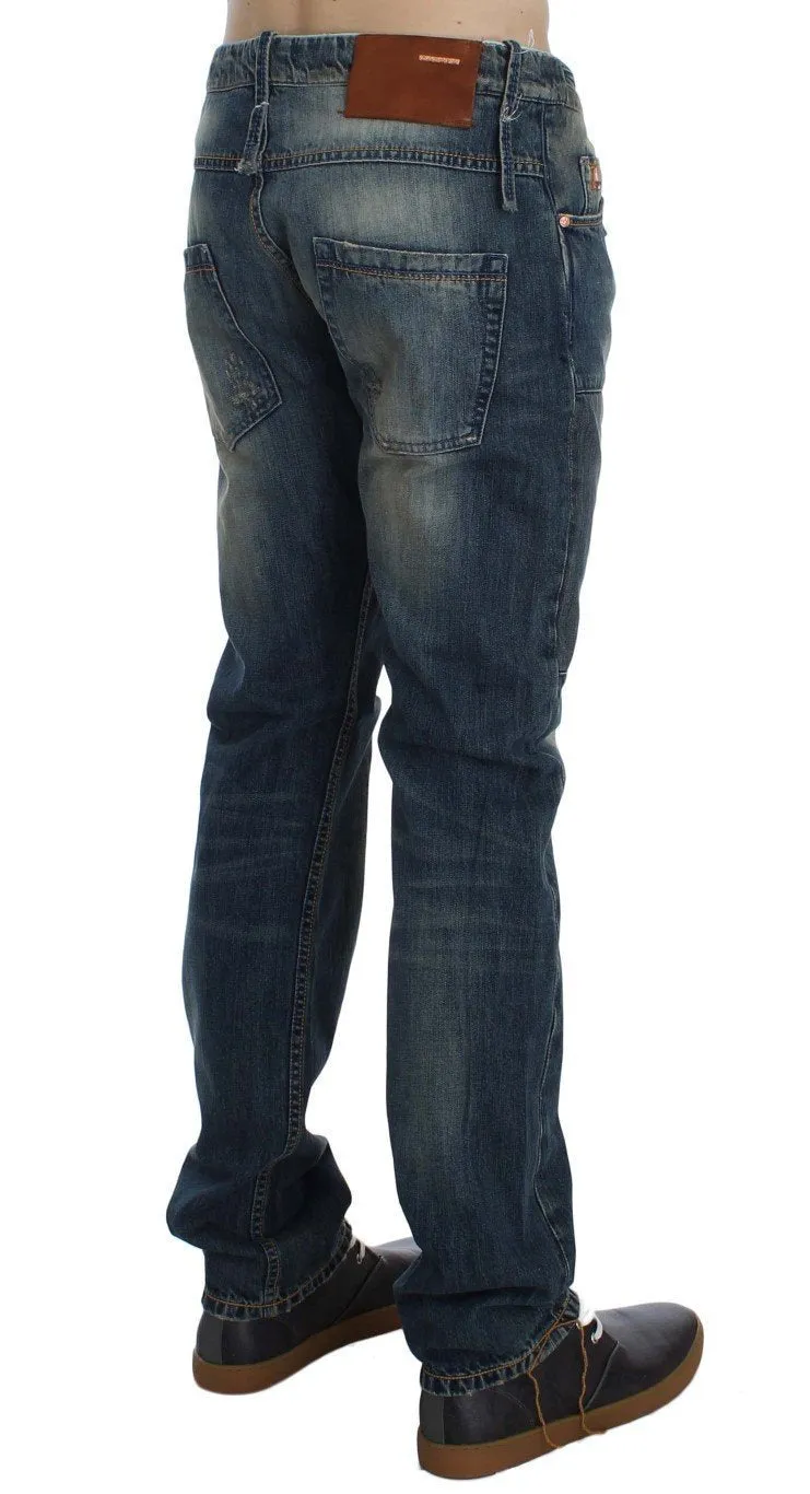 Blue Wash Cotton Denim Regular Fit Jeans