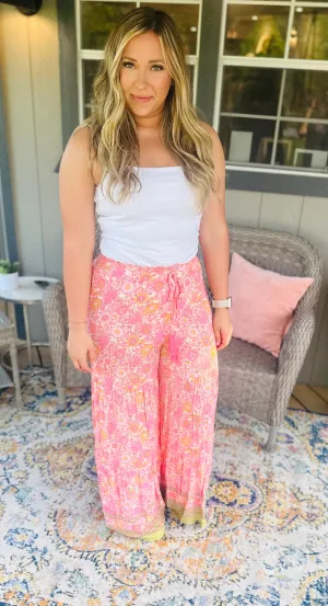Boho Floral Palazzo Pants