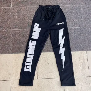 'BOLT' PUFF PRINT STRAIGHT LEG JOGGERS (BLACK)