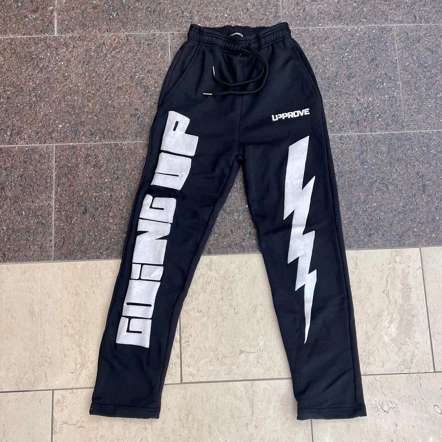 'BOLT' PUFF PRINT STRAIGHT LEG JOGGERS (BLACK)