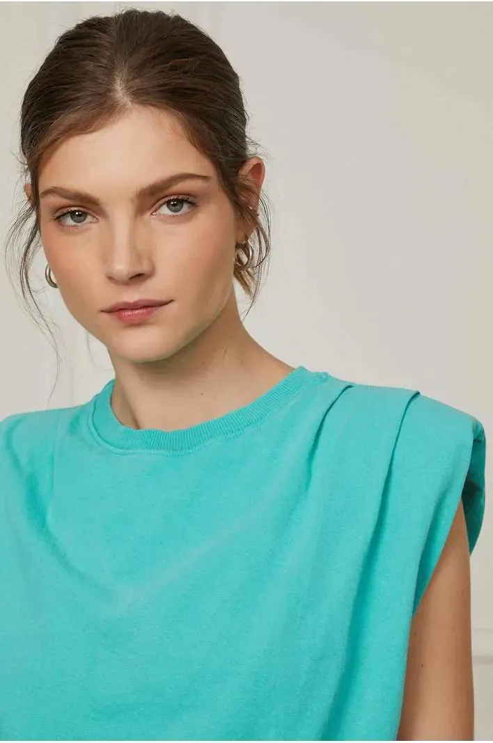 Box Cropped Tank Top With Shoulder Pads
