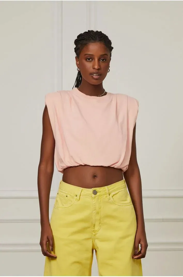 Box Cropped Tank Top With Shoulder Pads