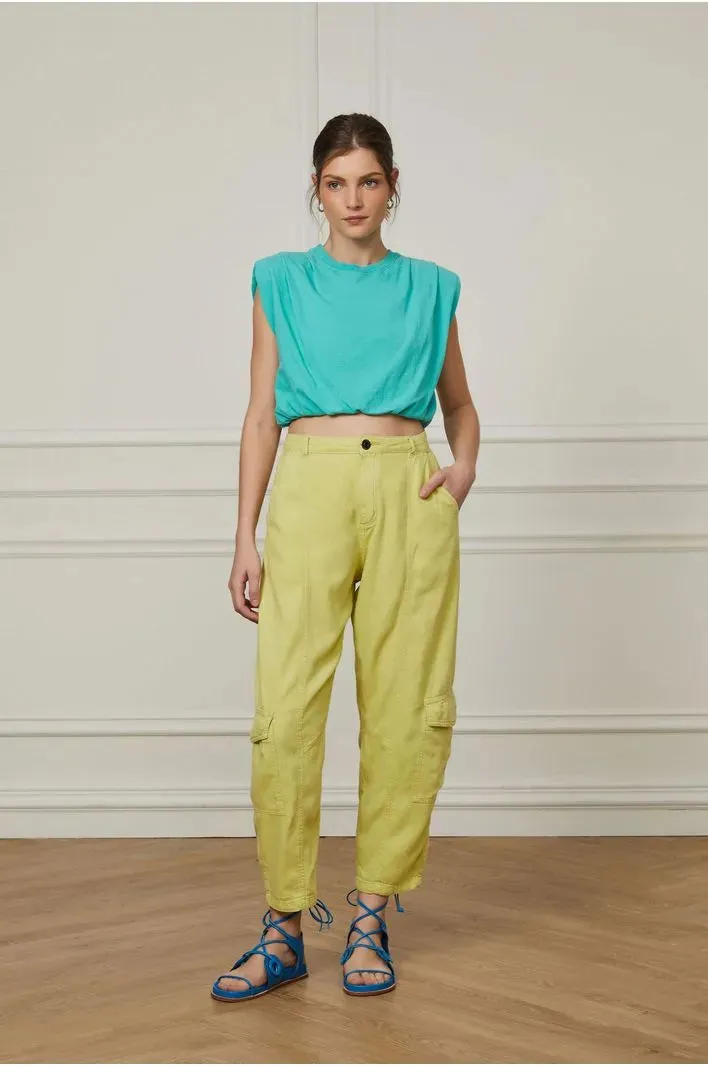 Box Cropped Tank Top With Shoulder Pads