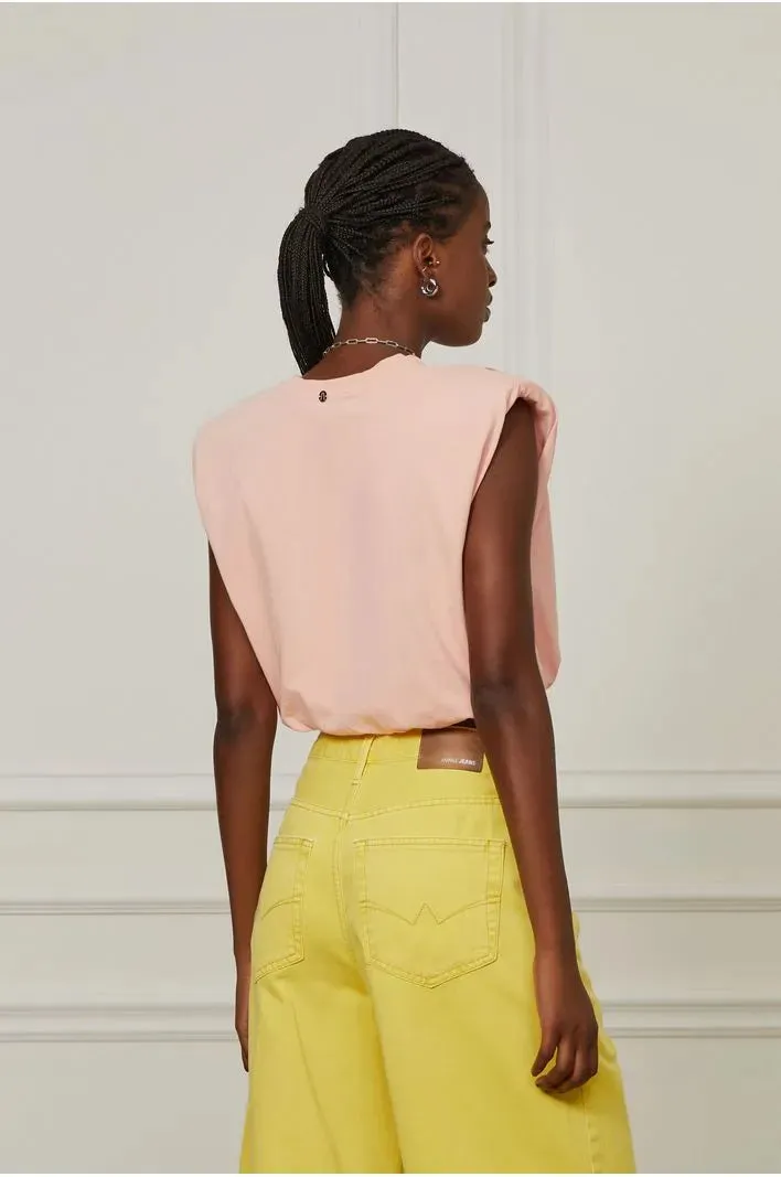 Box Cropped Tank Top With Shoulder Pads