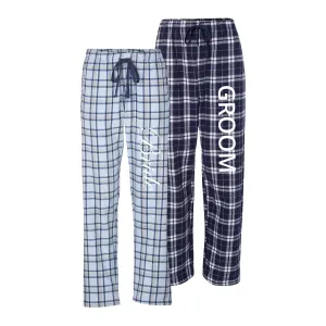 Bride and Groom Flannel Pajama Set - Light Blue and Navy