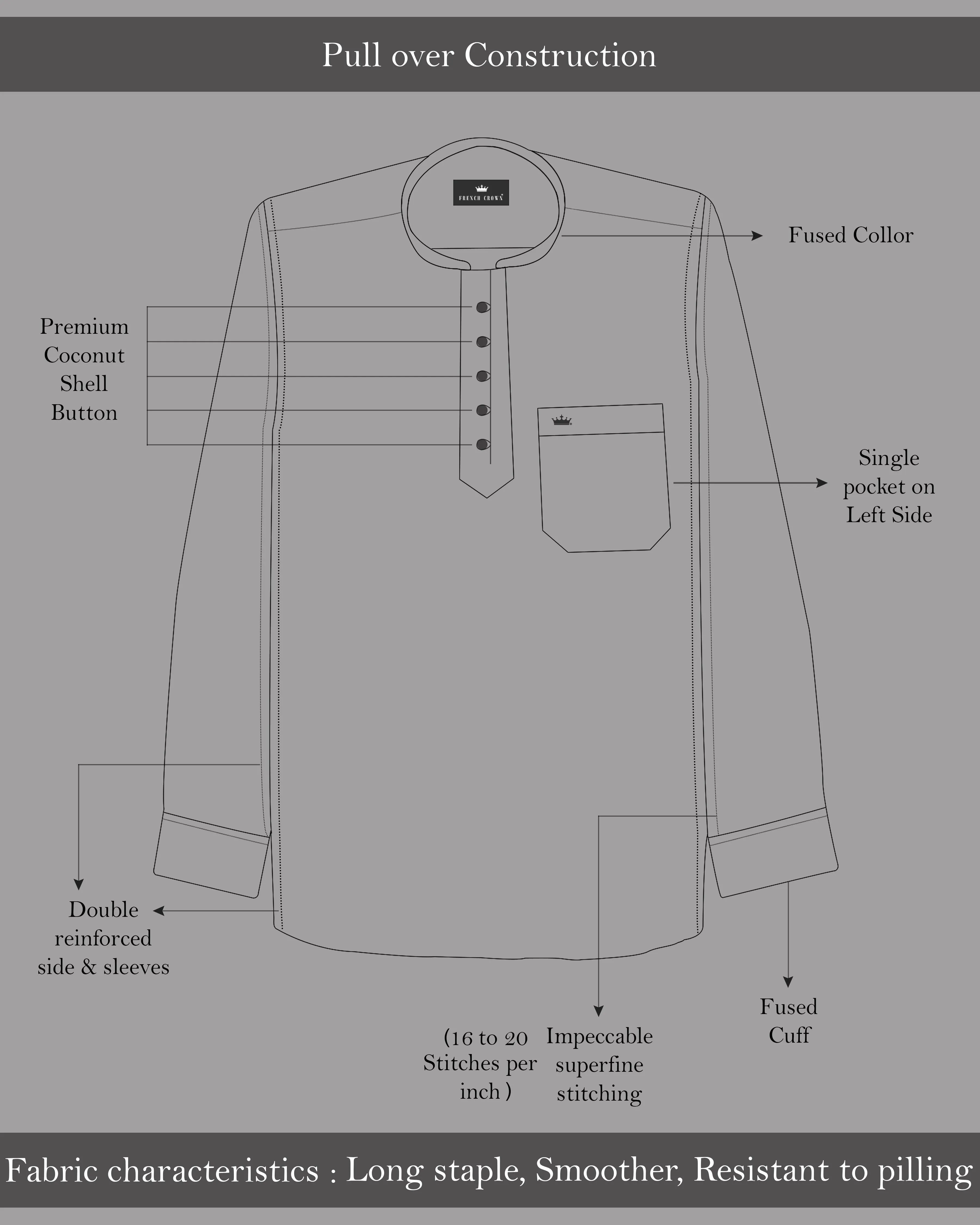 Bright White and Avocado Green Plaid Luxurious Linen Kurta Shirt
