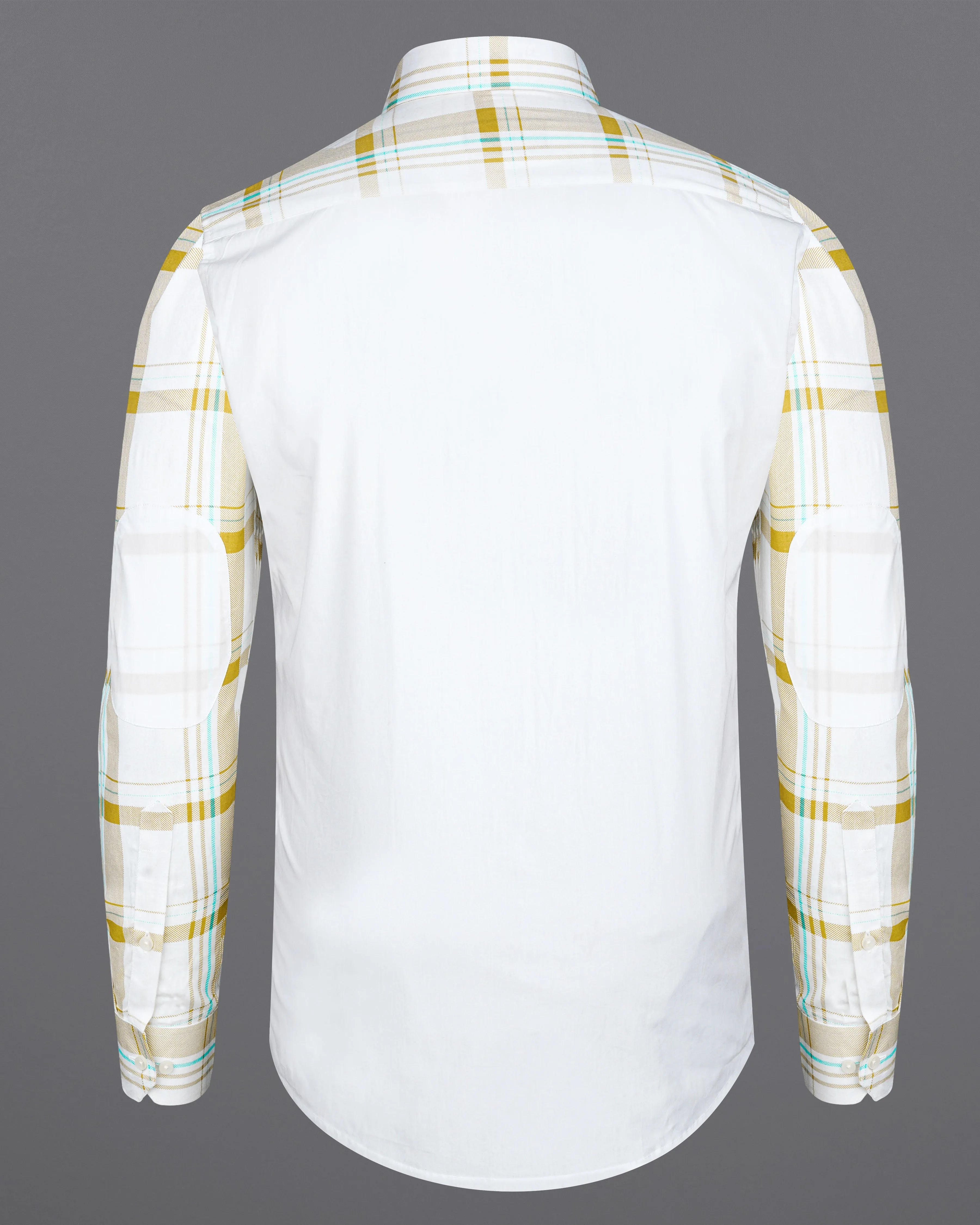 Bright White with Alpine Brown Plaid Premium Cotton Designer Shirt