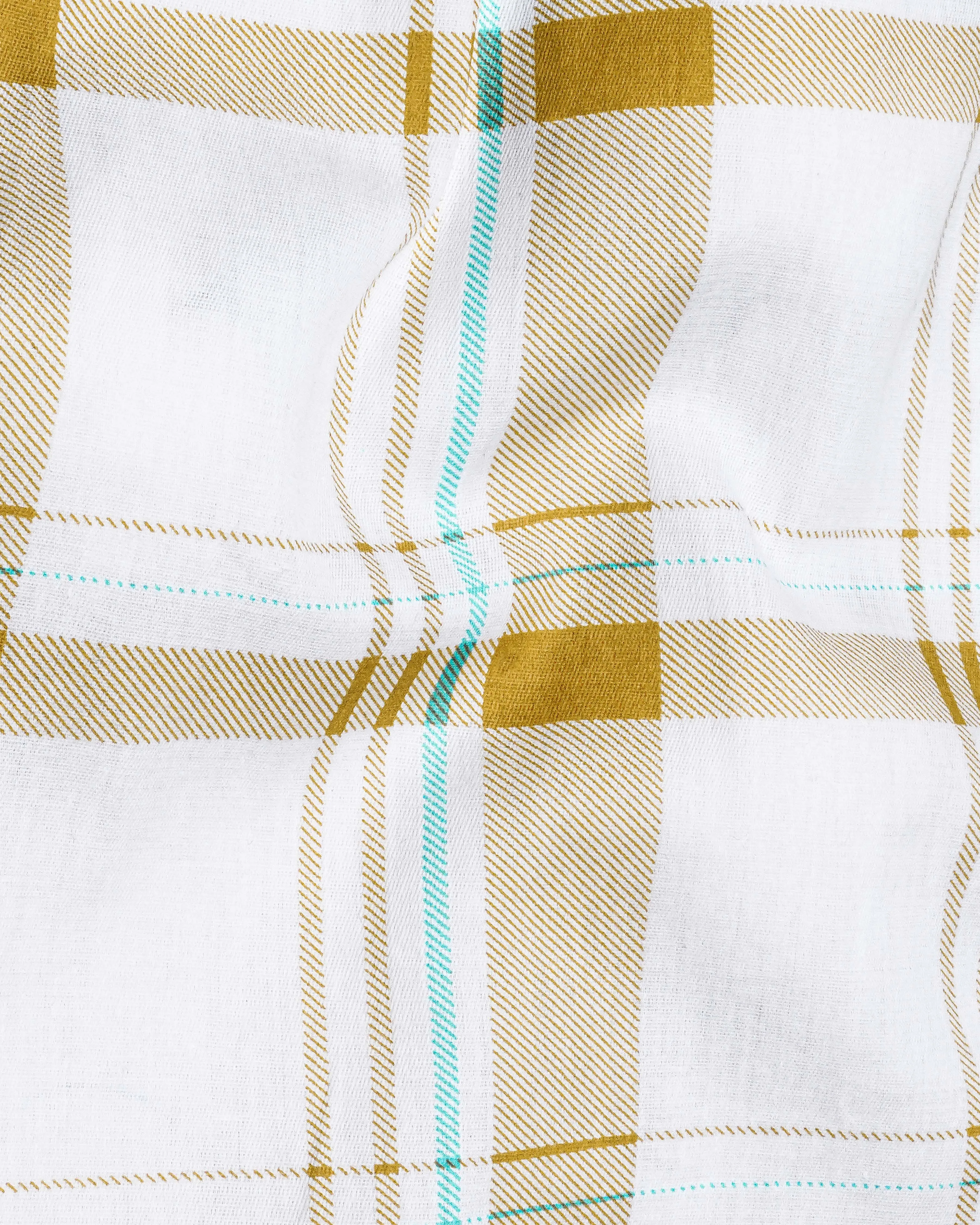 Bright White with Alpine Brown Plaid Premium Cotton Designer Shirt