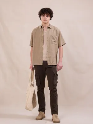 Brown Cotton Stretch Cargo pants