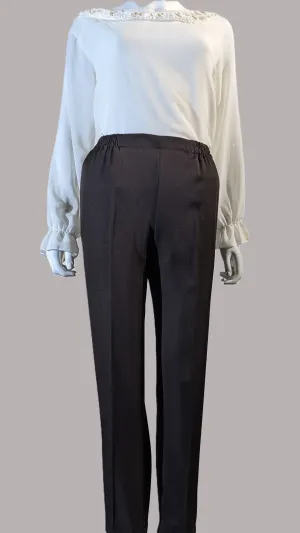 Brown Fully Elasticated Waist Straight Leg Trouser