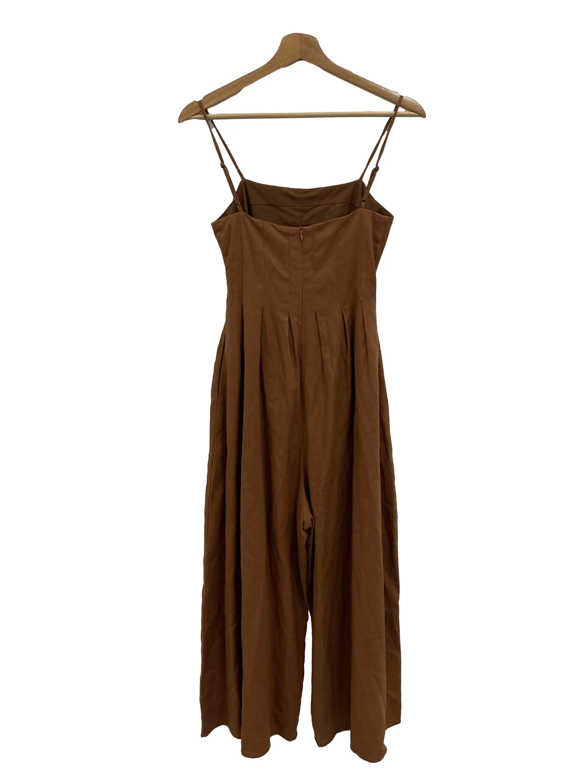 Brown Pleated Cami Jumpsuit