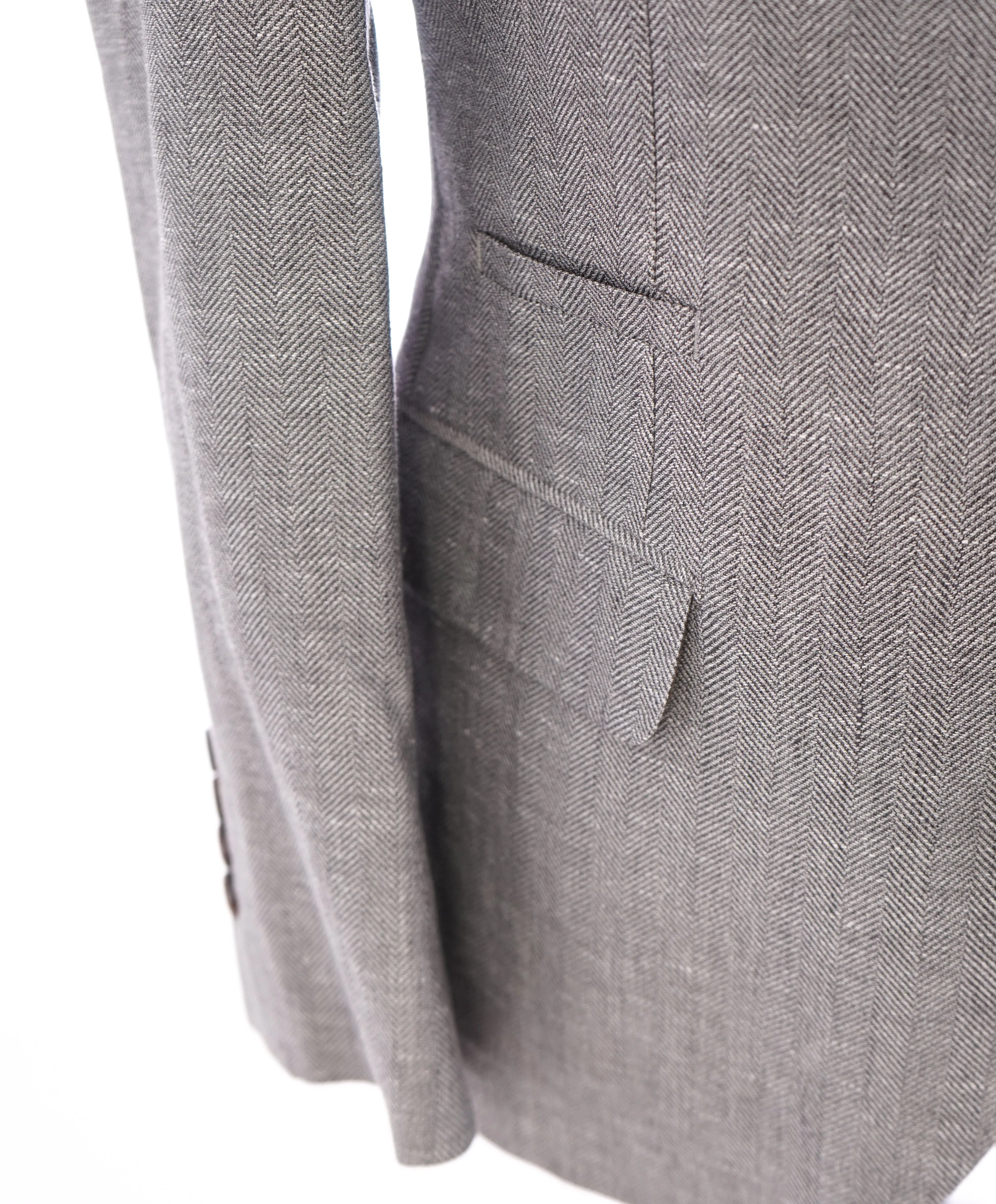 BRUNELLO CUCINELLI - Bold Herringbone Wool/Silk/Linen Semi-Lined Suit - 40R