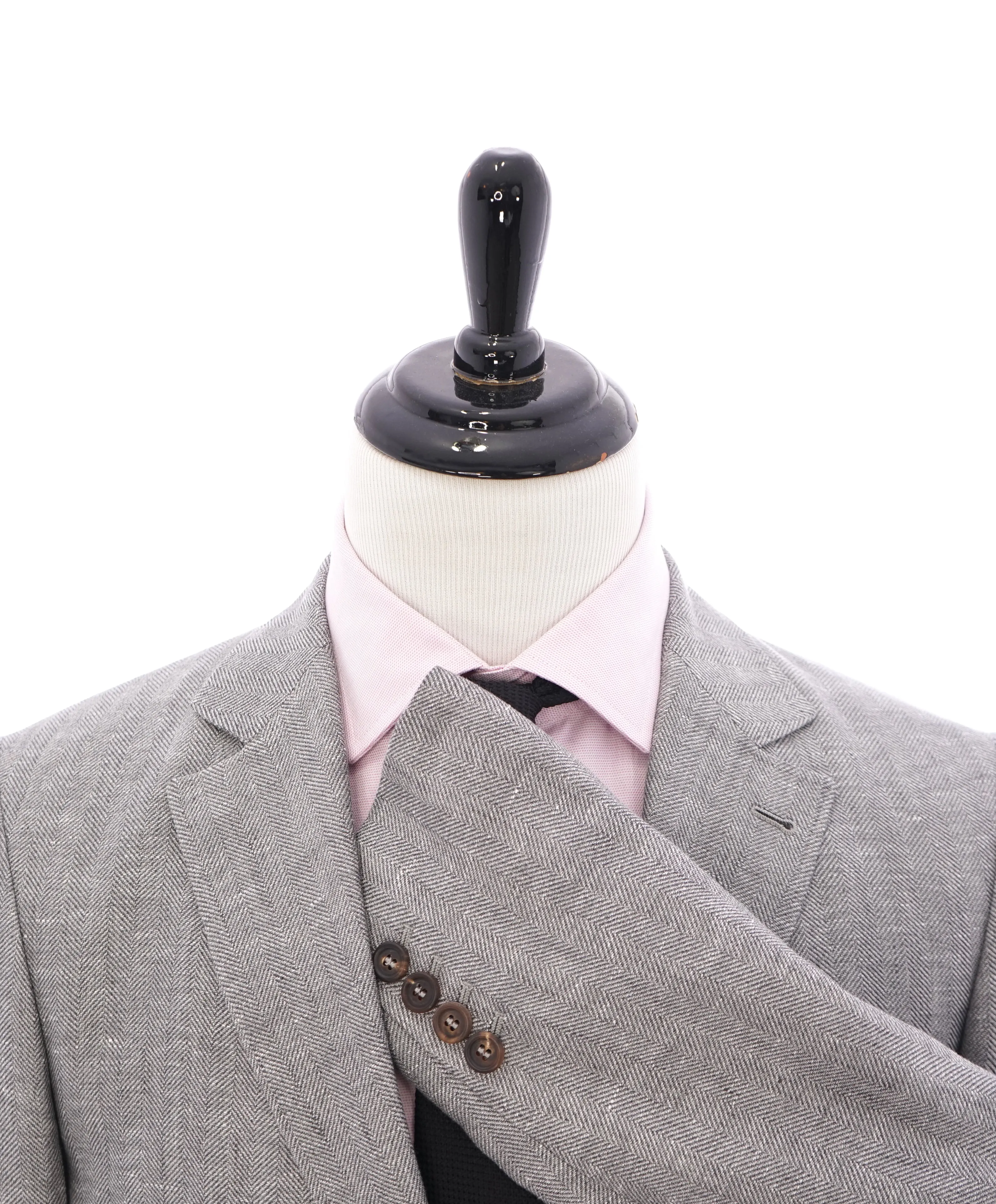 BRUNELLO CUCINELLI - Bold Herringbone Wool/Silk/Linen Semi-Lined Suit - 40R