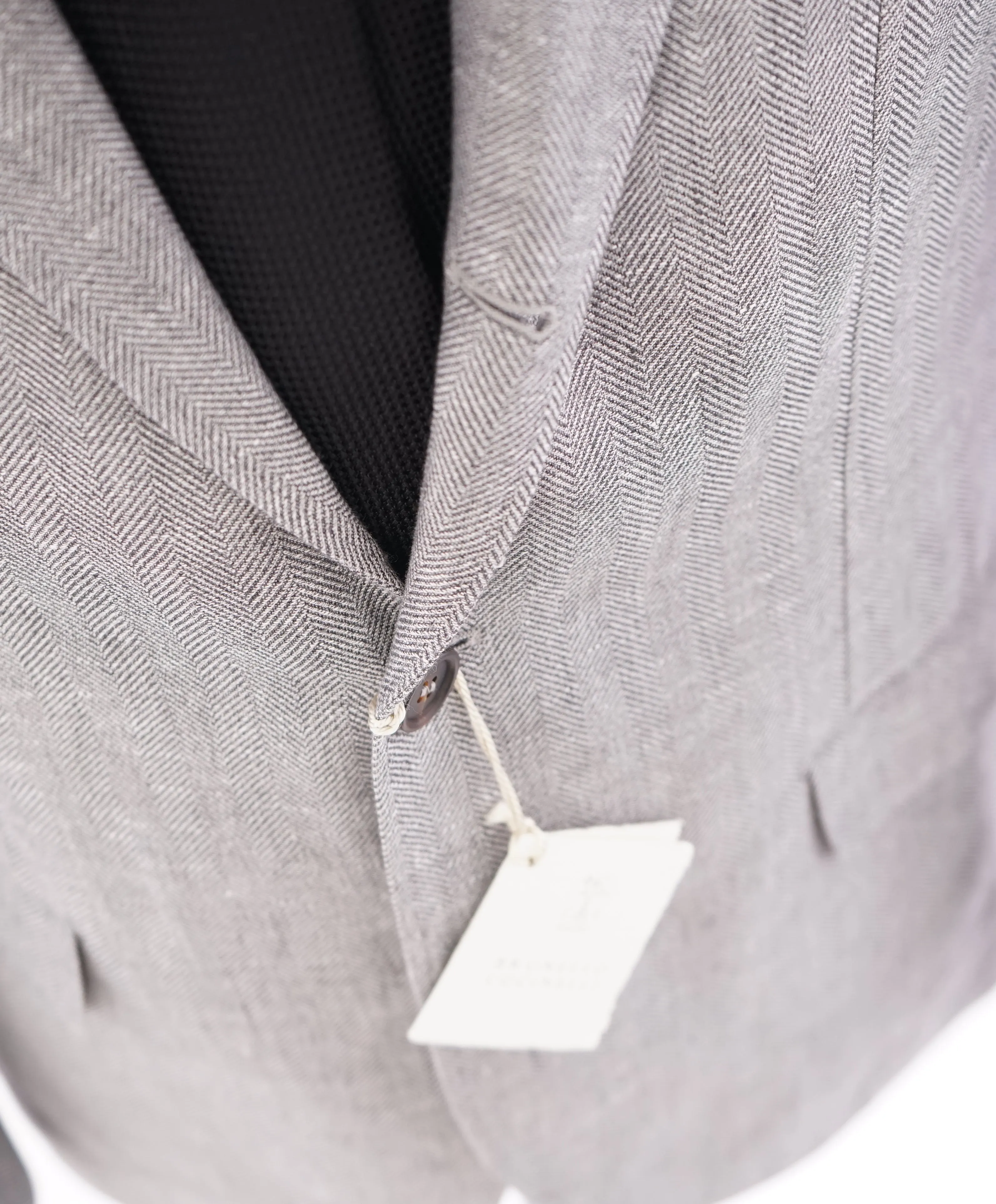 BRUNELLO CUCINELLI - Bold Herringbone Wool/Silk/Linen Semi-Lined Suit - 40R